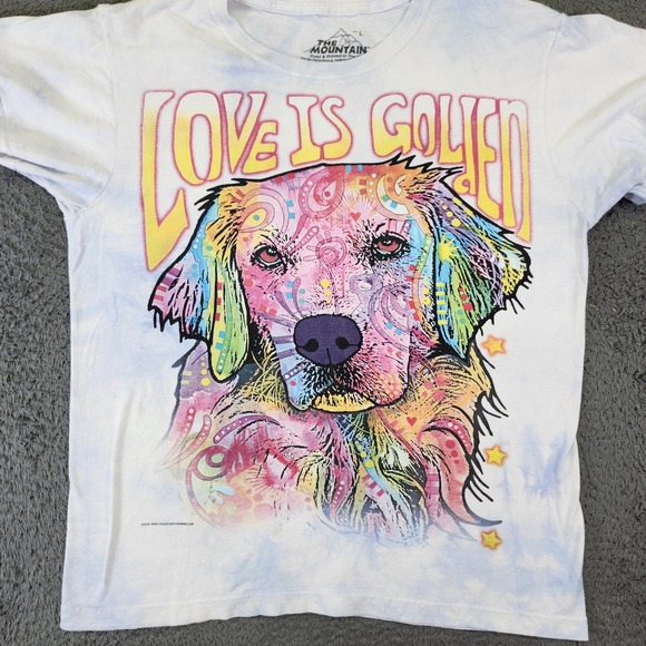 The Mountain Love Is Golden Dog Graphic Tie Dye‎ T-Shirt, Size L - Picture 1 of 7